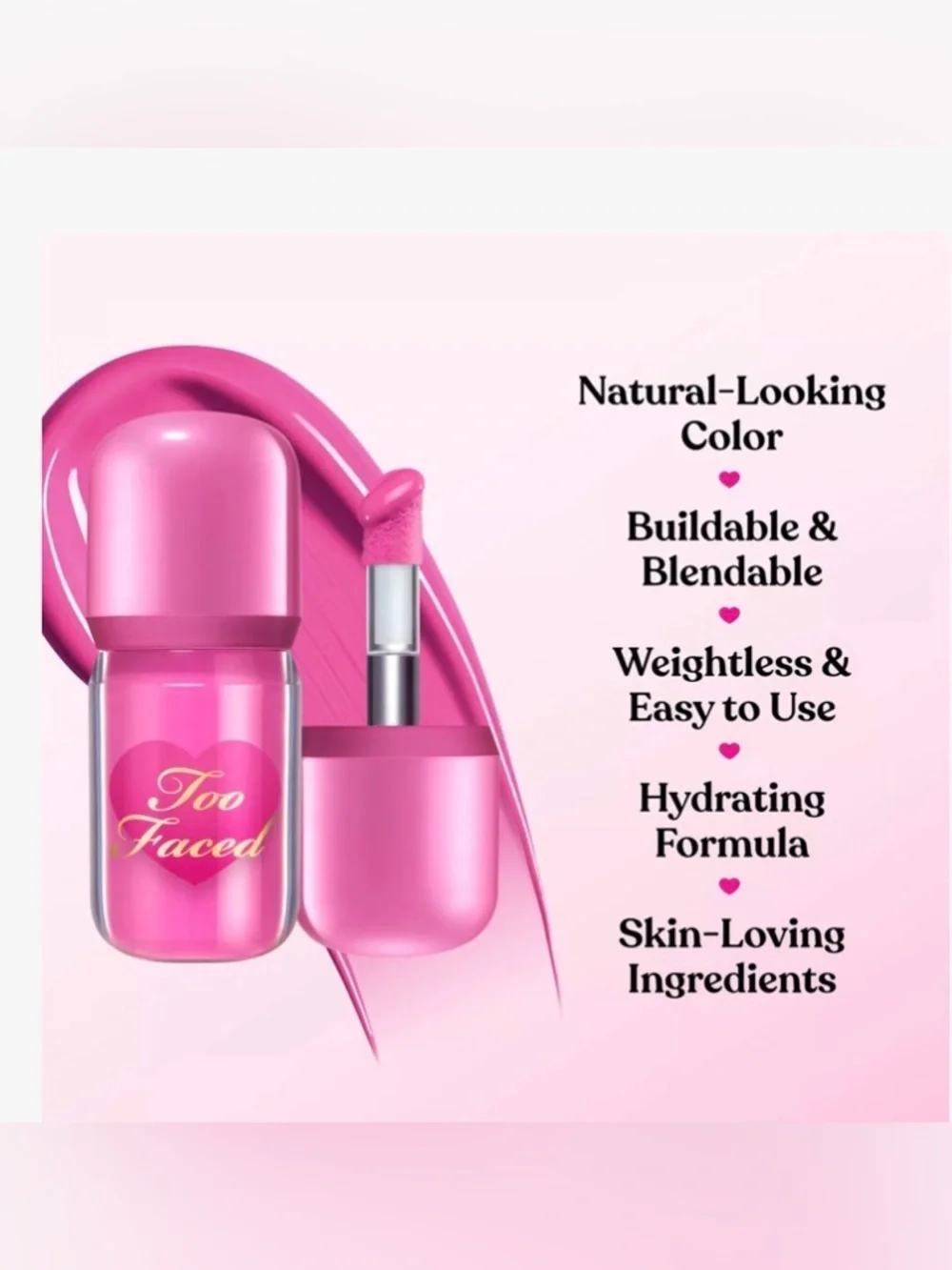 NWT Too Faced Love Flush Glowing Liquid Blush